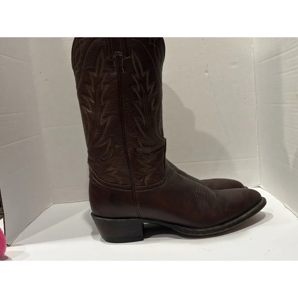 Nocona Brown Leather Western Cowboy Boots Men’s Size 9 D Made in USA Vintage